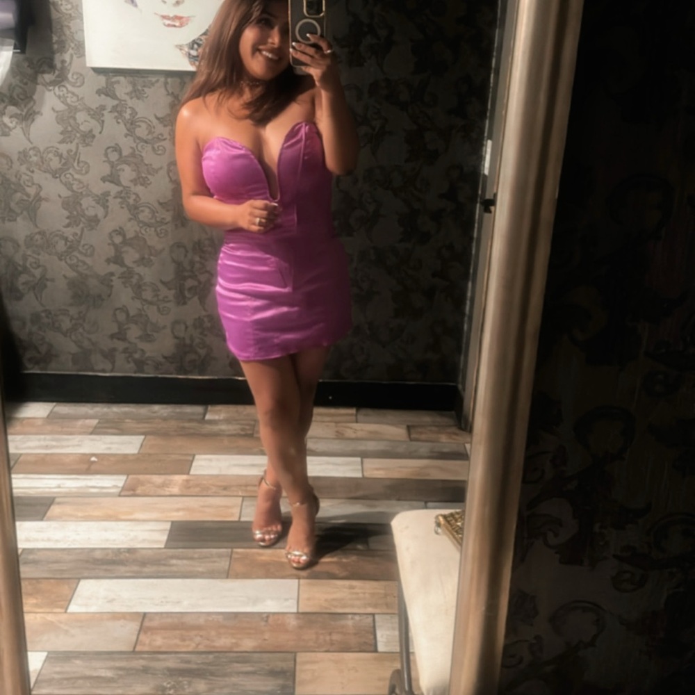 Fashion Nova Bold Purple Strapless Midi Dress